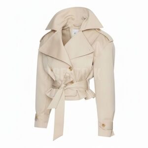 Cropped Oversized Beige Trench Coat